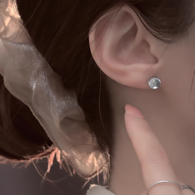 蓝色耳钉米喜儿纯银高级日韩水晶