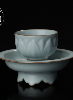 青澹汝窑主人杯单杯茶杯陶瓷手工品茗杯茶盏景德镇汝瓷茶具溪客杯