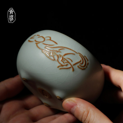 青澹汝窑主人杯景德镇手工陶瓷