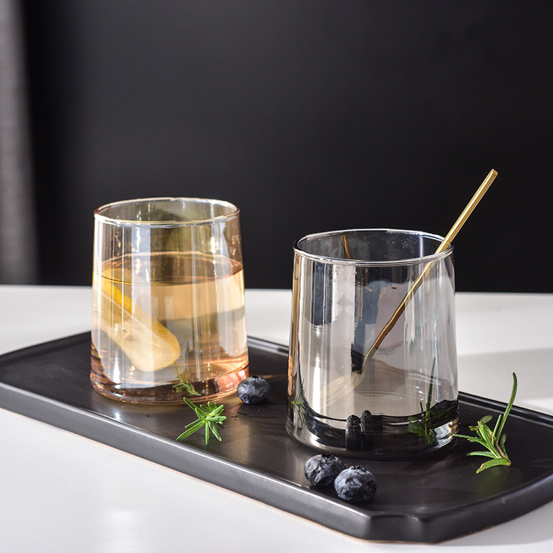 北欧炫彩简约玻璃杯家用ins风北欧酒杯透明水杯高颜值杯子网红杯