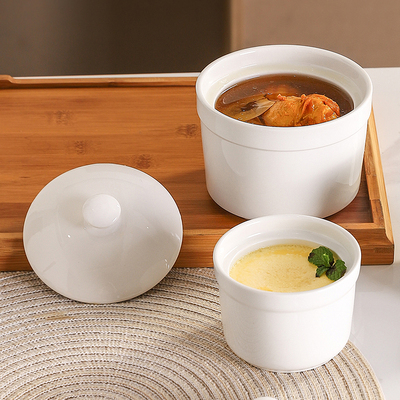 陶瓷炖盅酒店餐厅 沙县带盖纯白小汤盅隔水炖燕窝糖水家用蒸蛋盅