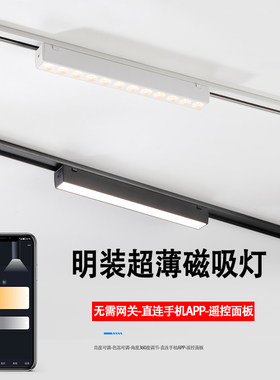 超薄明装磁吸灯手机语音控制白色