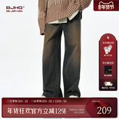 BJHG不计后果美式 子女 潮牌美拉德高街休闲裤 复古阔腿牛仔裤 男冬季