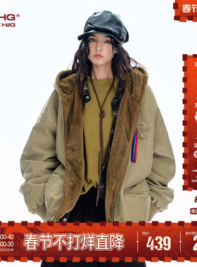 BJHG不计后果座山雕工装棉服外套男款冬季帆布复古加厚美式棉袄女