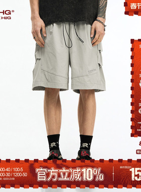 BJHG新款美式速干工装短裤男夏潮牌宽松灰色运动五分沙滩休闲裤子