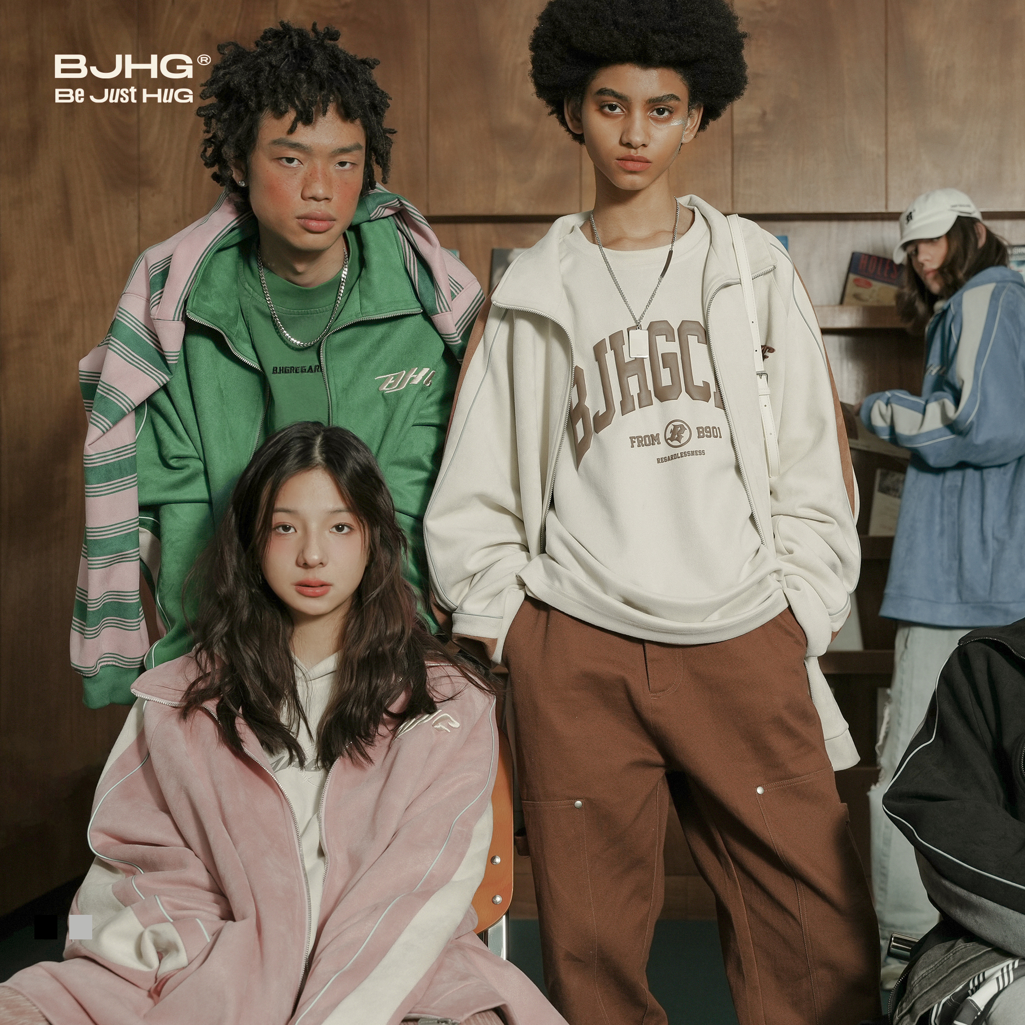 BJHG美式环保麂皮绒外套男棒球服