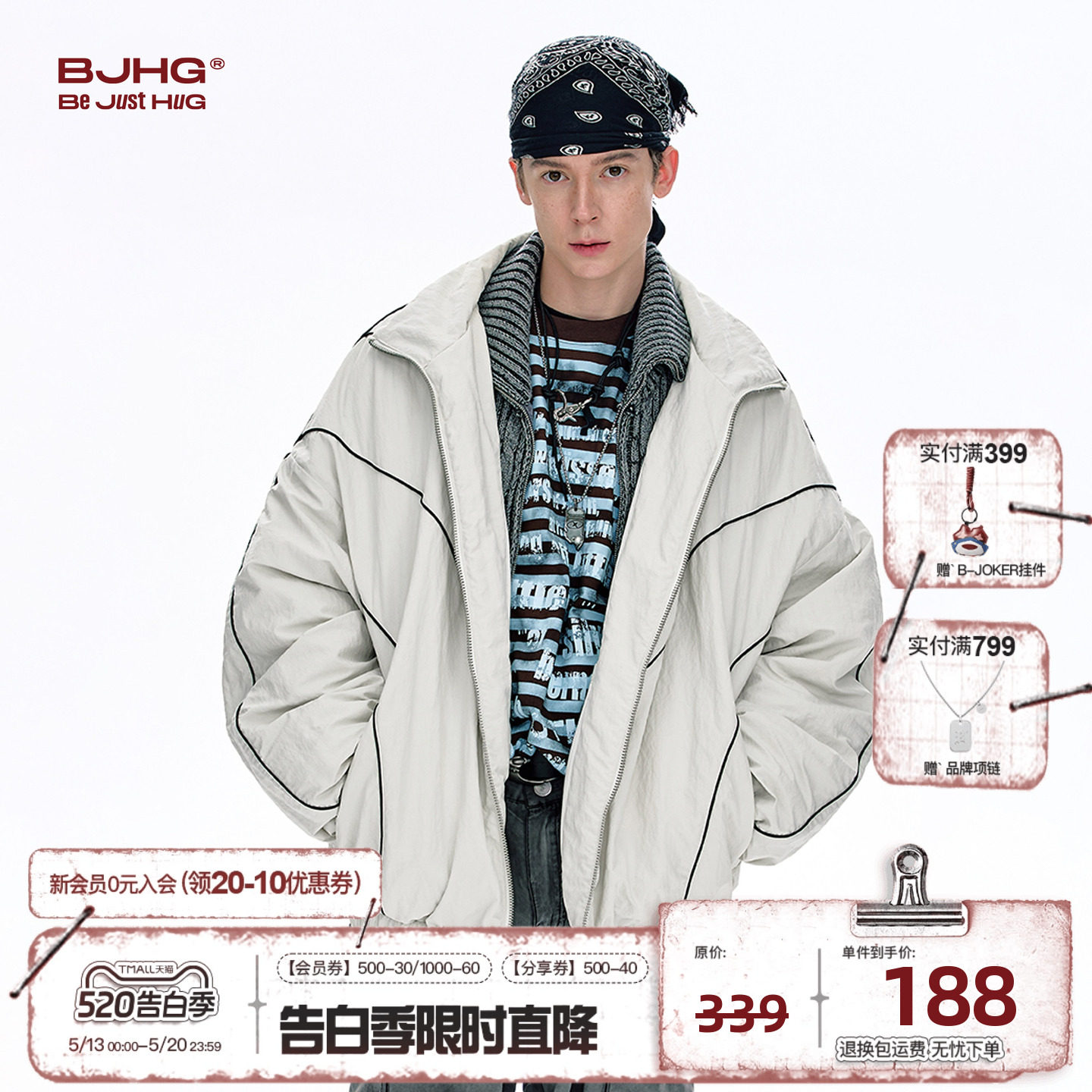 BJHG不计后果复古机能棉服男款冬装潮牌运动棉衣防寒服棉袄外套女