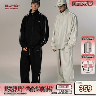 BJHG不计后果运动套装 子 男秋冬hiphop街舞服休闲外套夹克麂皮绒裤