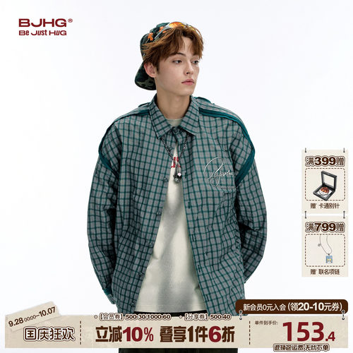 BJHG美式格子衬衫外套男秋季新款