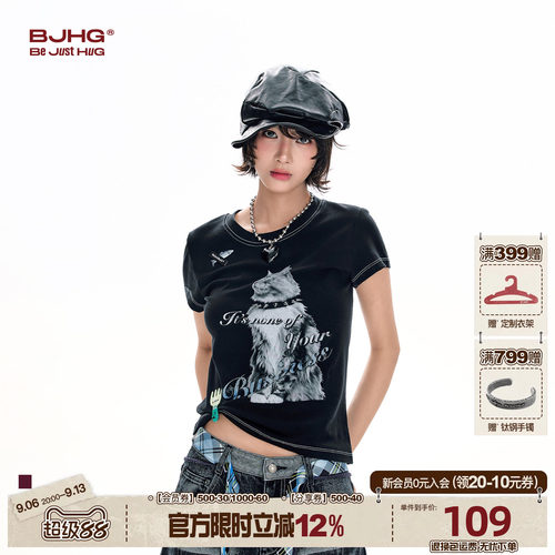 BJHG猫咪短袖T恤女夏季新款上衣