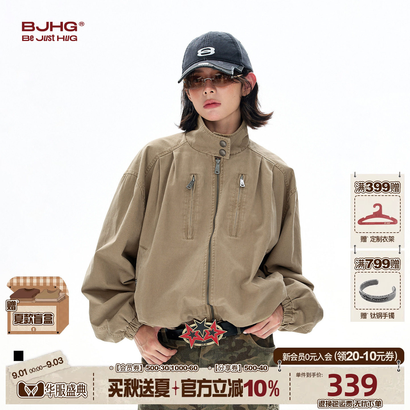 BJHG机能风工装夹克外套短款女款图片
