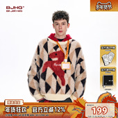 BJHG不计后果新年限定马年毛衣男款 上衣女 美式 冬季 红色撞色情侣装