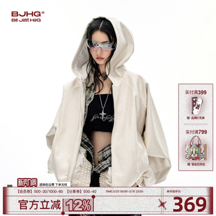 连帽情侣休闲皮衣女 冬潮牌美式 BJHG不计后果夹克外套男款 2025新款