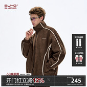 潮慵懒廓形撞色拼接上衣女 冬季 BJHG不计后果美式 复古夹克外套男款