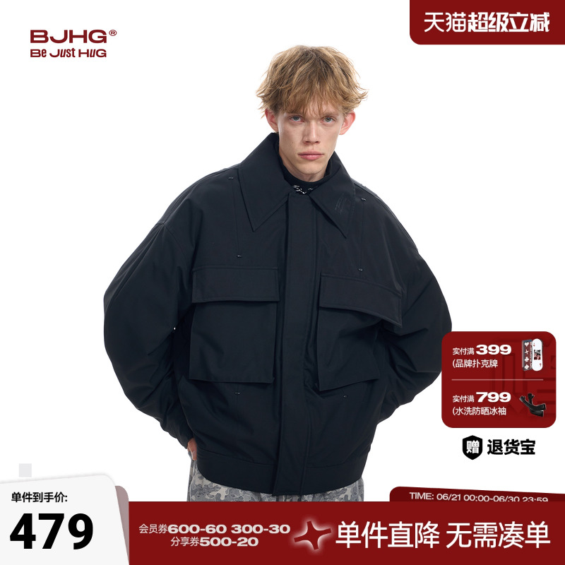 BJHG羽绒服夹克男款冬季白鸭绒潮牌CleanFit新中式宽松工装外套女