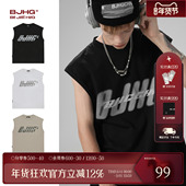 潮牌纯棉无袖 BJHG不计后果 夏季 男T恤宽松运动坎肩跨栏健身背心女