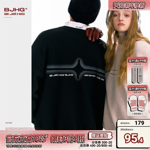 BJHG不计后果抗起球圆领毛衣男秋冬潮牌宽松情侣美式 女 重磅针织衫