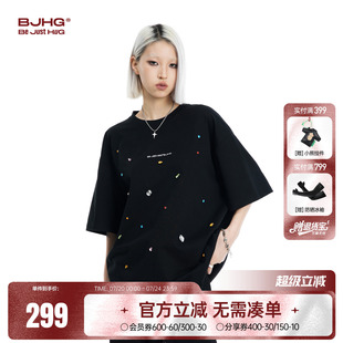 T恤女生美式 BJHG不計后果 夏季 閃耀鉆石涼感速干短袖 寬松純棉半袖