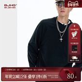 BJHG不计后果卫衣男款 女 t恤宽松叠穿内搭打底衫 秋冬季 印花v领长袖