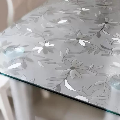 花纹磨砂餐桌垫|防尘波斯菊桌垫透明防油防水防烫软玻璃茶几桌布