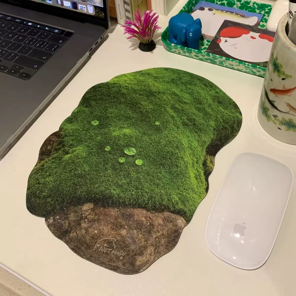 NUT HOP苔藓鼠标垫 创意异形鼠标垫皮革宿舍办公防水茶杯垫0
