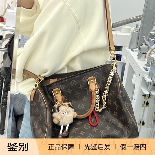 LV正品二手中古包老花枕头包speedy30手提款可单肩斜挎