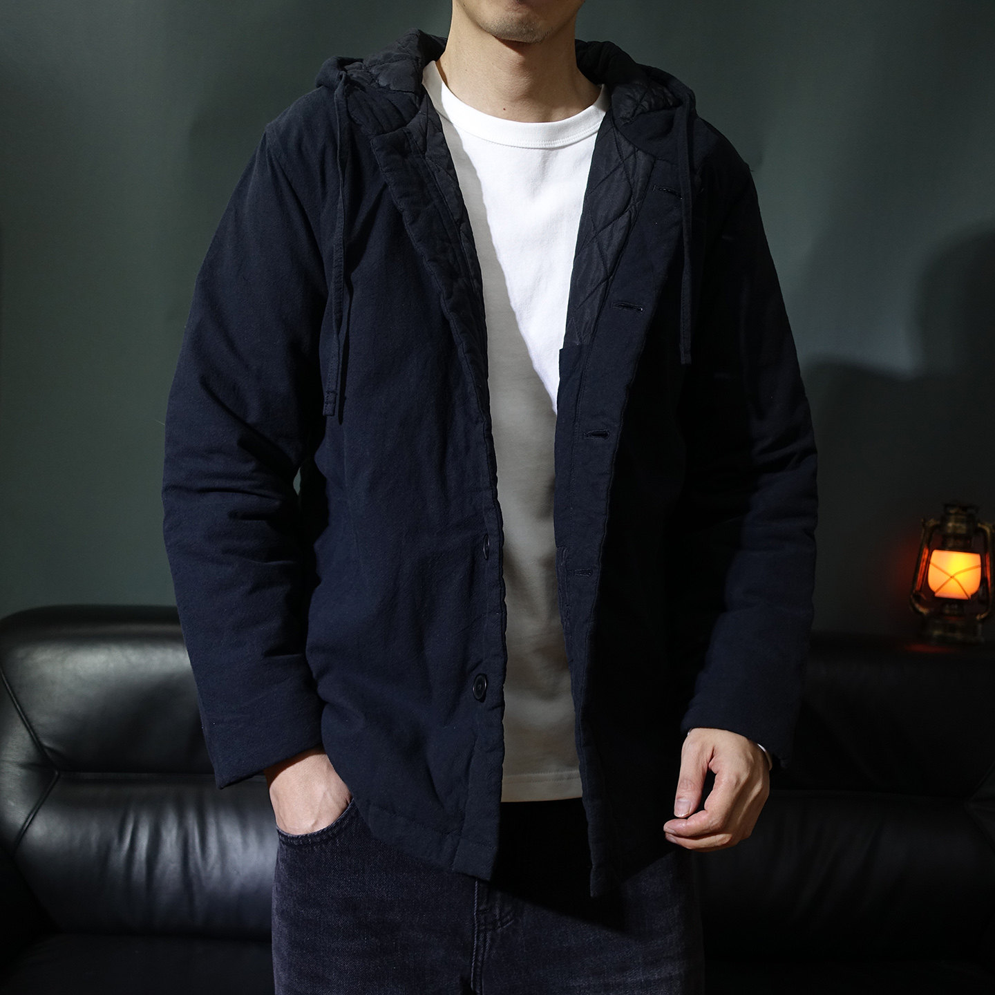中国风连帽复古冬季棉服男款宽松