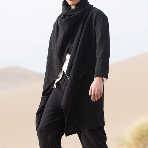 佛系棉麻披风斗篷中长款居士服