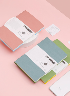 A5带页码软面方格横线本简约isn点阵笔记本商务办公皮面记事本文艺精致美术绘图画素描空白本企业定制logo