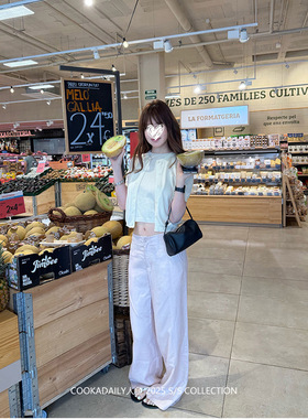 cook人鱼 重磅莱塞尔亚麻垂感宽松阔腿长裤短裤休闲裤女夏