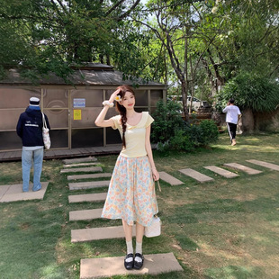 EIA一尧 娃娃领短袖 上衣女夏甜美温柔显瘦少女短款 T恤 甜梨日记