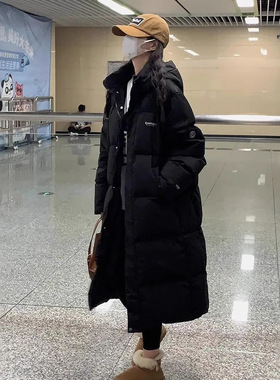 高级感黑色羽绒棉服女冬2025新款韩版长款过膝面包服反季加厚