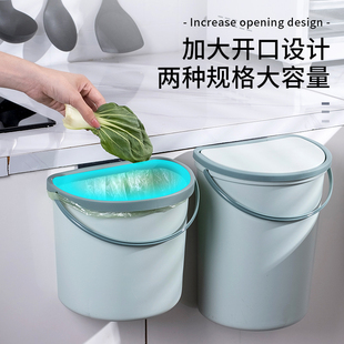 新款免弯腰厨房橱柜门垃圾桶悬挂式小号卫生间免打孔壁挂门垃圾盒