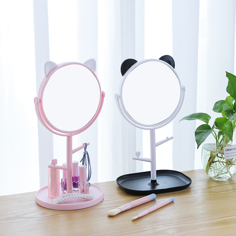 新款可爱可旋转台式化妆镜子房间桌面小号公主镜学生宿舍梳妆镜子