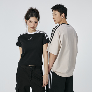 情侣 辣妹t恤男女生短袖 UFZ「防晒凉感速干」潮牌刺绣夏季 正肩美式