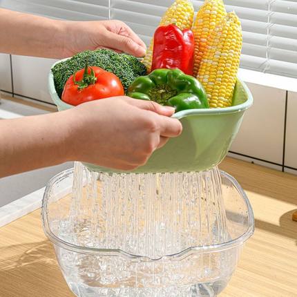 沥水篮双层塑料洗菜盆子厨房神器多功能客厅家用水果盘洗水果菜篮