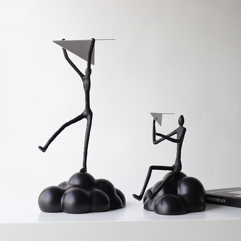 现代艺术抽象人物纸小雕塑飞机电视柜开放柜间办公室装饰元素