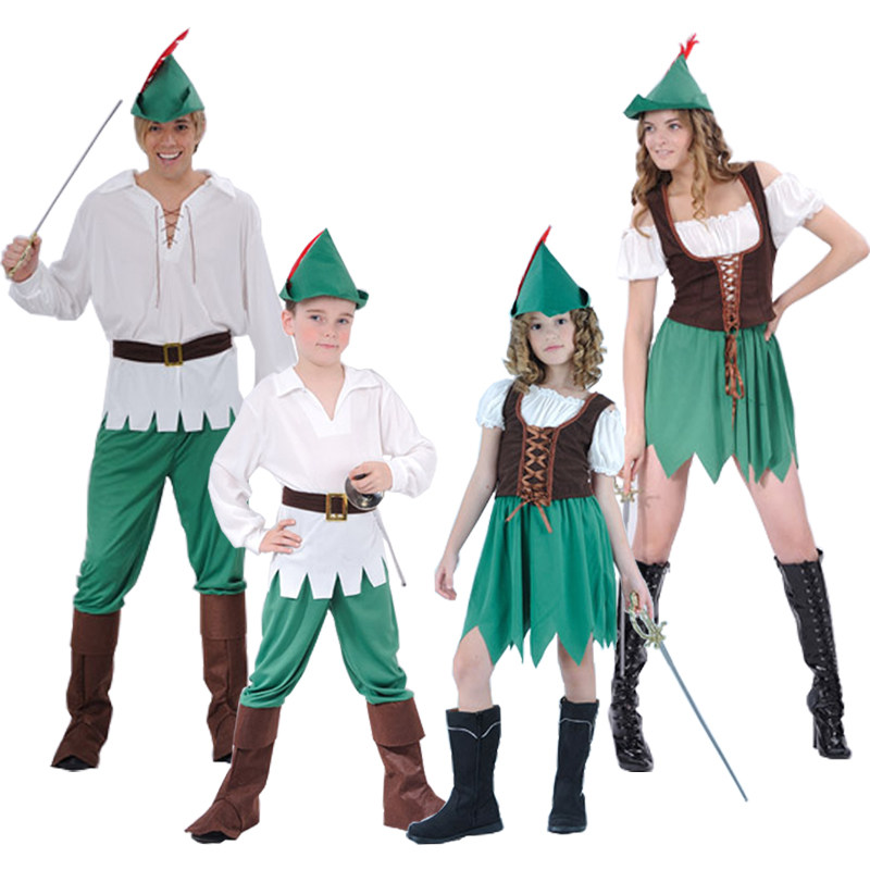 万圣节绿野仙精灵衣服 儿童男cos罗宾汉peter pan彼得潘猎人服装