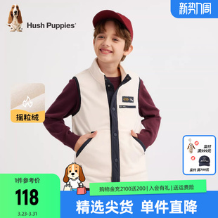暇步士童装 中大童休闲摇粒绒坎肩儿童保暖户外服 男童马甲25秋新品