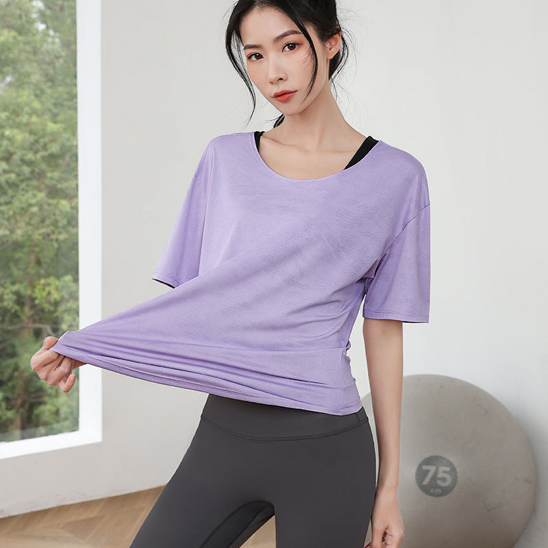 大码运动上衣女胖mm跑步健身瑜伽套装训练服t恤透气宽松显瘦200斤