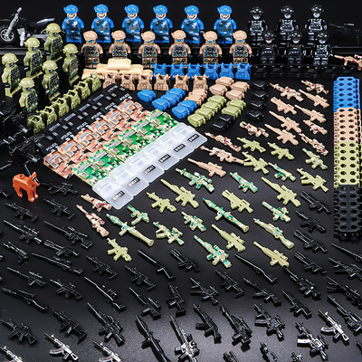 积木军事人仔武装特种兵警察小人偶武器拼装玩具基地场景适用乐高
