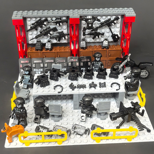 乐高积木武器库军事基地警察总部兵工厂特种兵特警小人仔拼装玩具