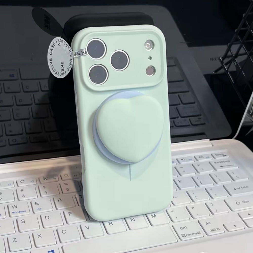 液态硅胶爱心磁吸支架适用苹果17promax手机壳新款iPhone16pro高级感15纯色14max简约13情侣防摔小众女外壳套
