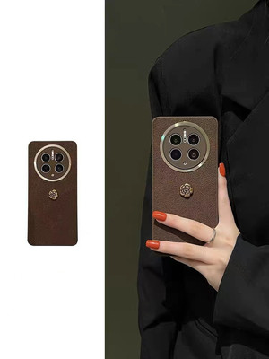 高级棕咖色山茶花皮革月坑纹软壳