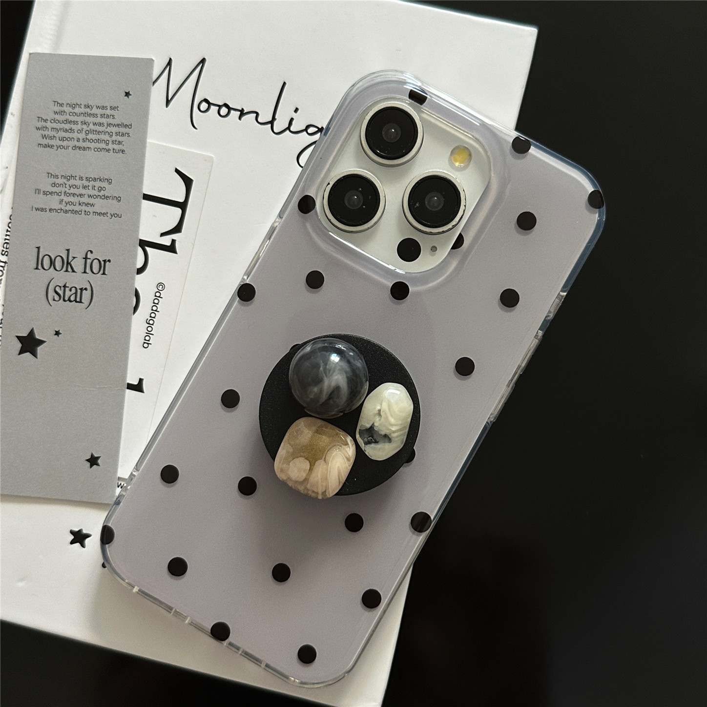 紫灰波点宝石支架双层IMD手机壳