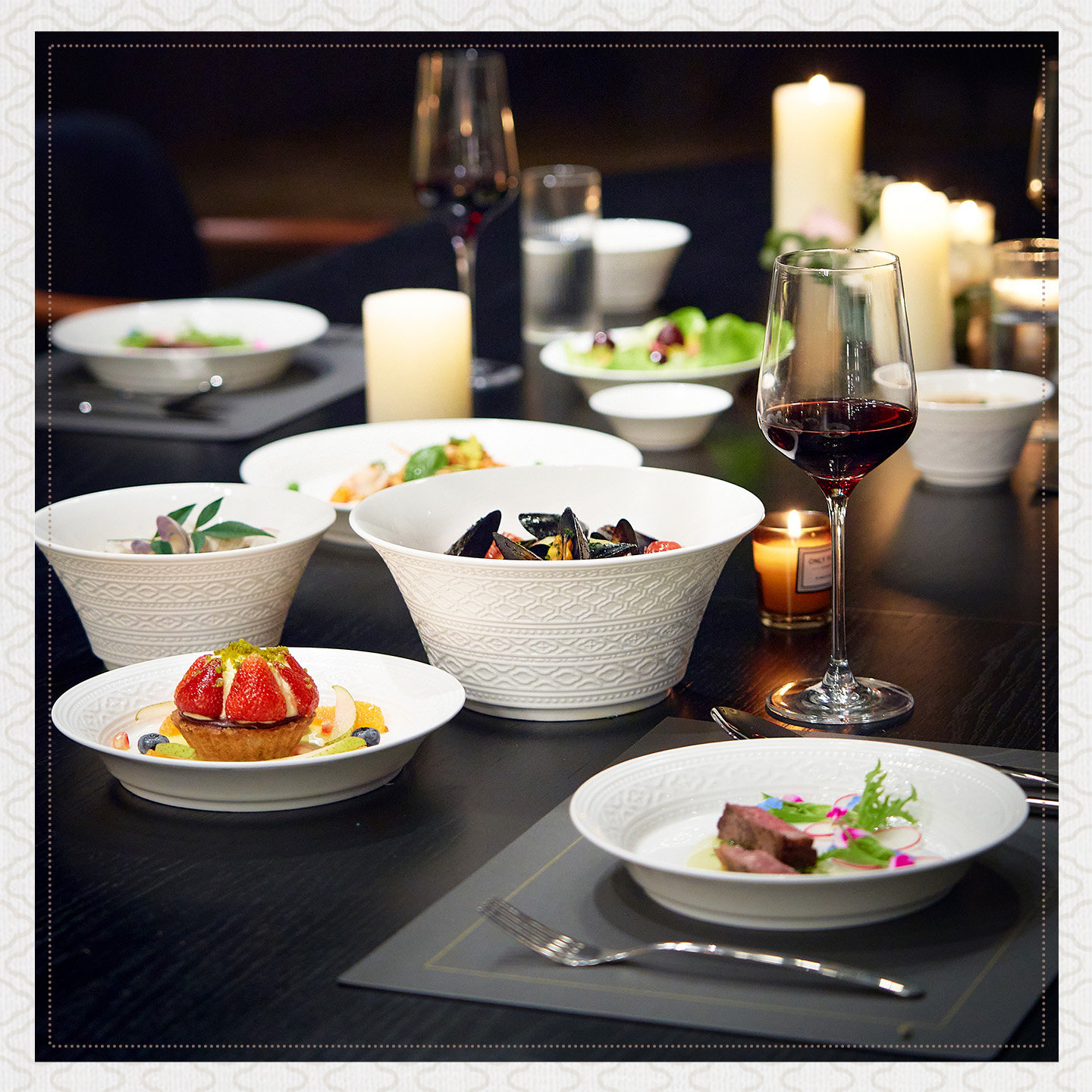 玛戈隆特陶瓷浮雕碗碟餐具套装