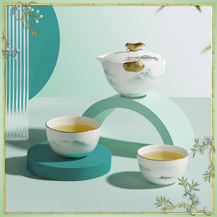 瓷器茶具礼物茶具高颜值茶具 玛戈隆特旅行整套便携高端茶具套装