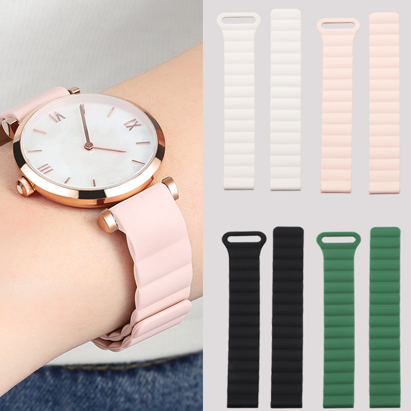 适配dw吸磁硅胶手表带女PETITE系列丹尼尔惠灵顿新款拼色硅胶32mm