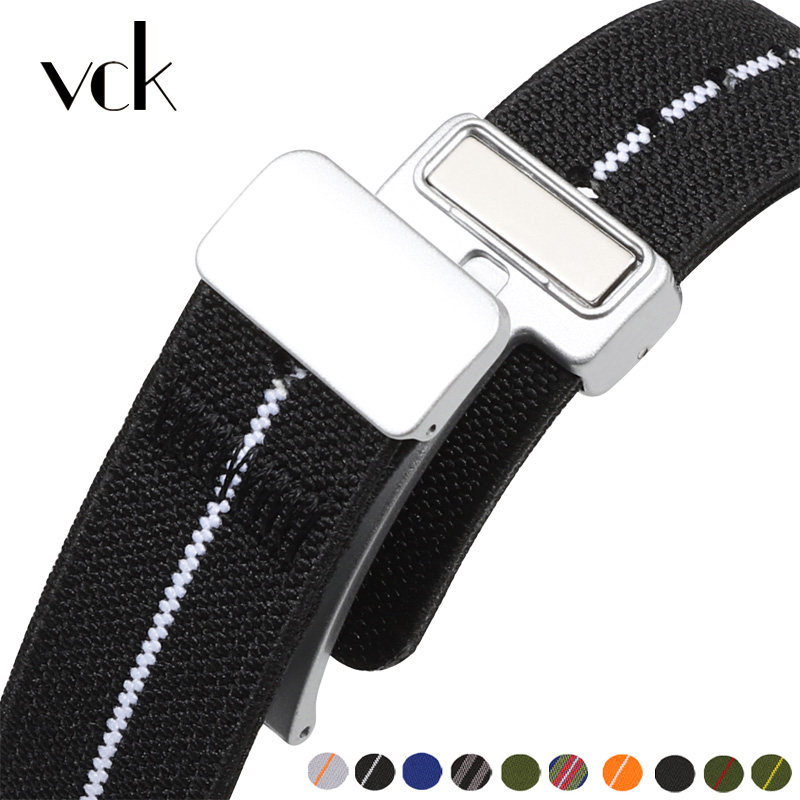 尼龙手表带男适配卡西欧casio天梭阿玛尼西铁城精工磁吸扣表带22