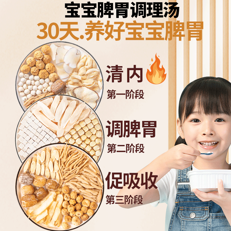 四神汤小儿童太子参海底椰灯芯草麦冬成长汤非调理健脾胃材料汤包